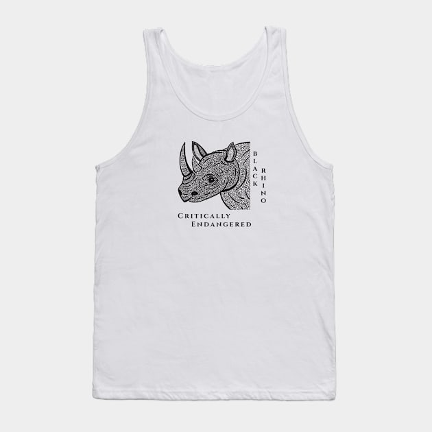 Black Rhino - Critically Endangered - animal design - on white Tank Top by Green Paladin